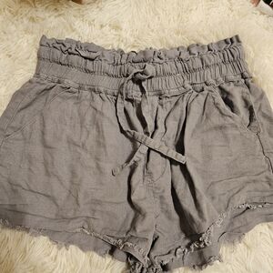 Girls High Waist Gray Shorts